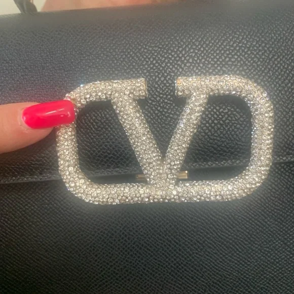 Elegant Black Satchel with Silver Logo - Picture 3 of 14